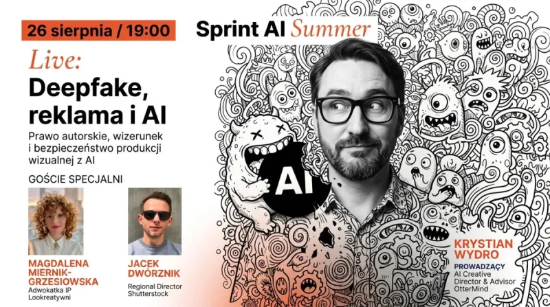 Deepfake, reklama i AI: bezpłatne spotkanie online o prawie autorskim, wizerunku i bezpieczeństwie w produkcji wizualnej, 26 sierpnia o 19:00