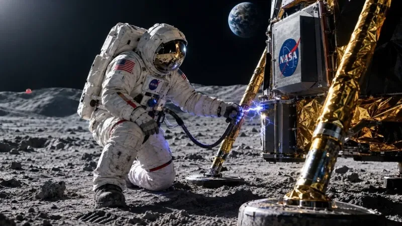 Astronauta staje na Księżycu i może zepsuć statek. "Nawet 100 000V"